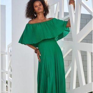 Boston Proper Solid Pleated Overlay Maxi Dress -NWOT